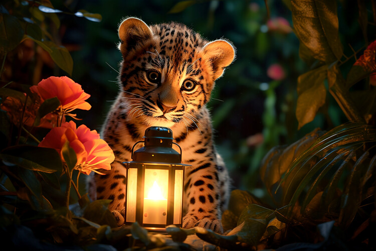 Ilustrare Cute Leopard Cub