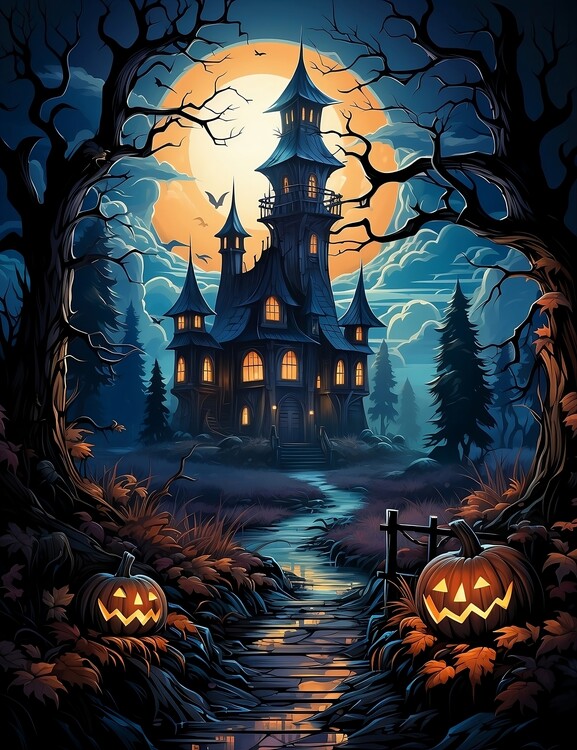 Illustration Halloween haunted house