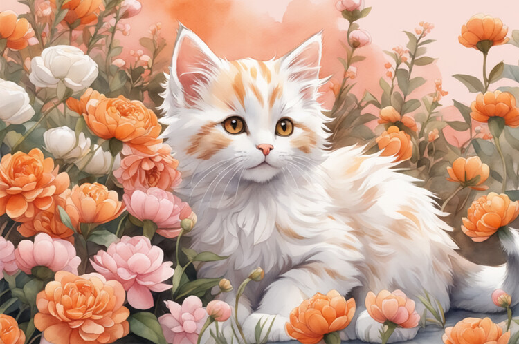 Illustration Kitten in the Garden