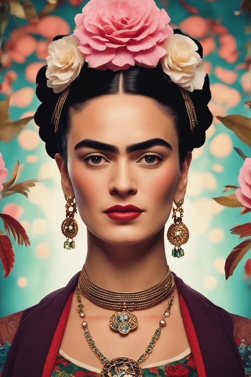 Illusztráció Frida Kahlo - Floral Beauty
