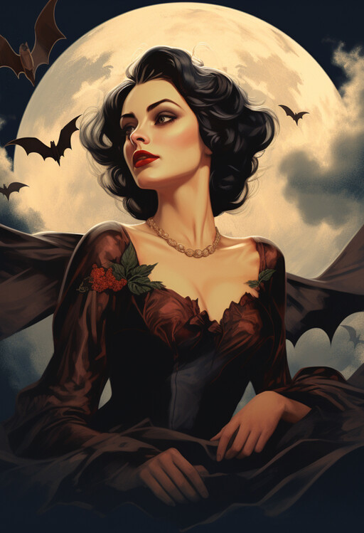 Illustration Vampire Woman Poster, Halloween
