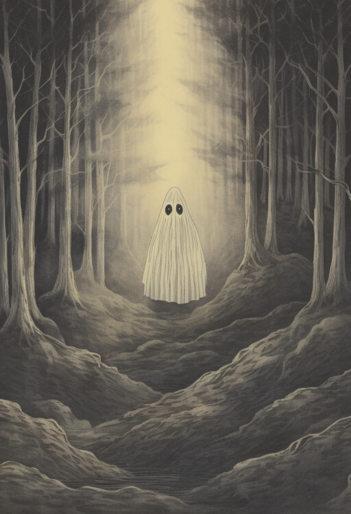 Ilustracja The Ghost from the woods poster, Ghost Poster,Halloween