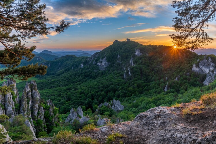 Umetniška fotografija Západ slnka Súľovské skaly