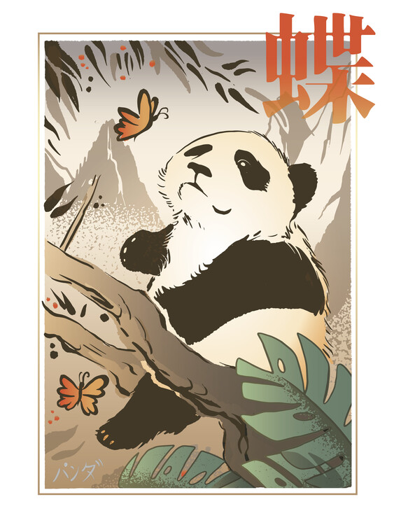 Ilustrare The Panda and The Butterfly