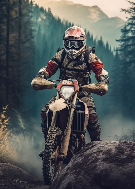 Druk artystyczny Motocross sport biker