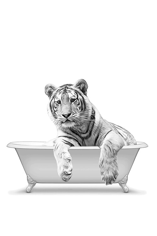 Baby Tiger 2 - Black & White Poster for Sale by galdesign