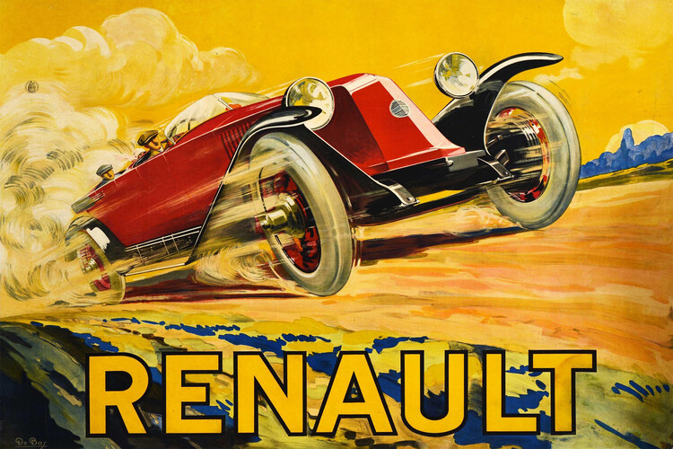 Illustration Ansaldo vintage car poster