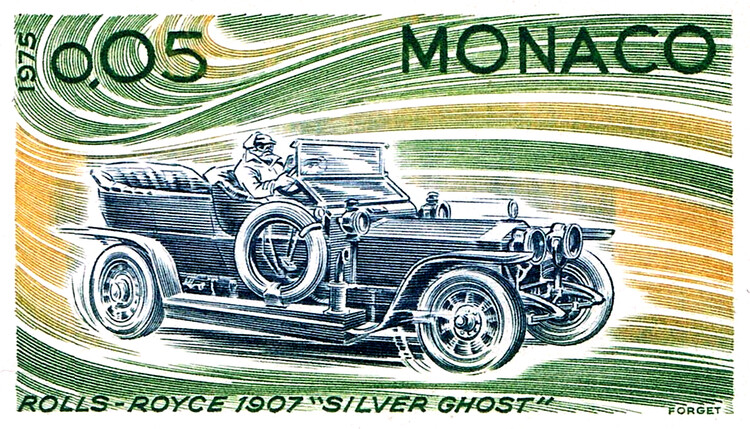 Ilustrare Rolls Royce 1907  Classic car Monaco stamp