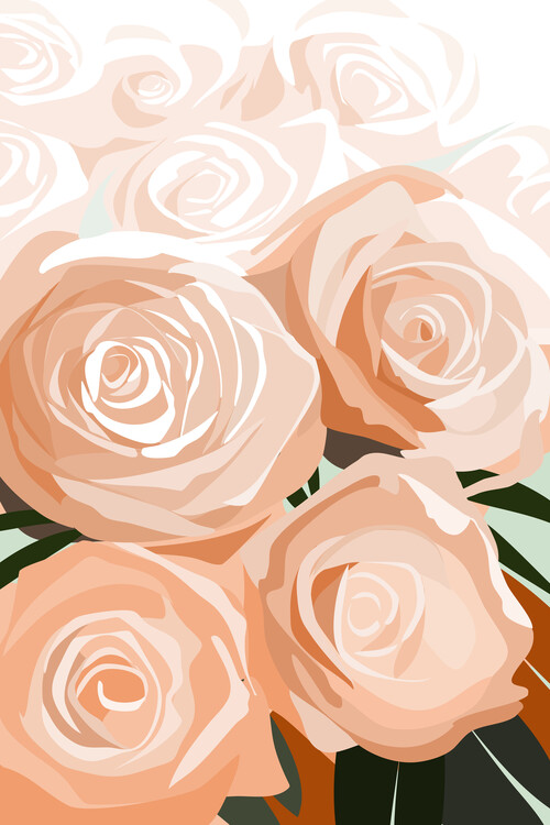Illustration Coral roses