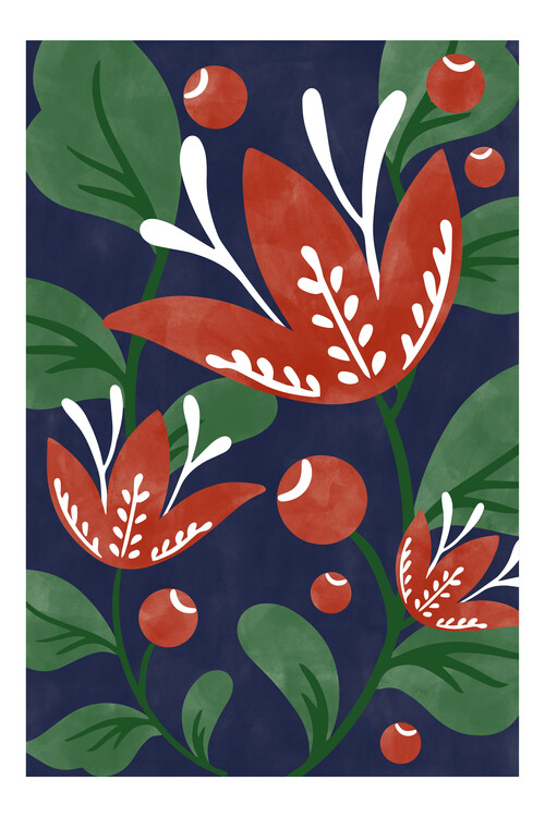 Ilustrace Christmas Flowers Poster No.1