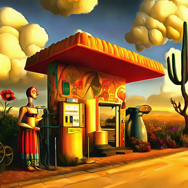 Illustration Surrealism illustration Gas station 1