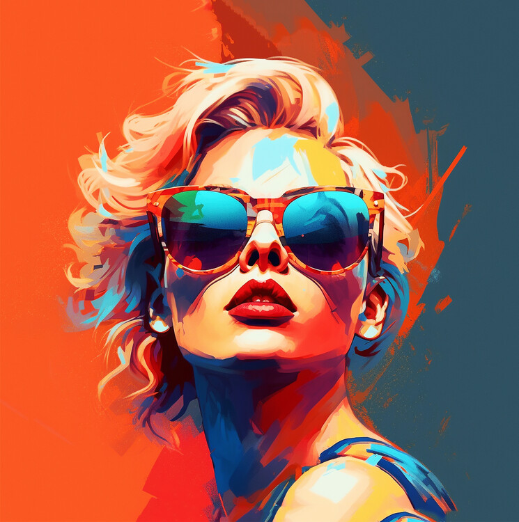Ilustrace Woman singer with sunglasses fashion, posters prints