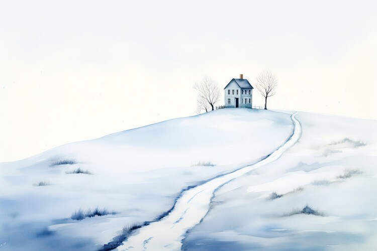 Illustration Watercolor style snow landscape