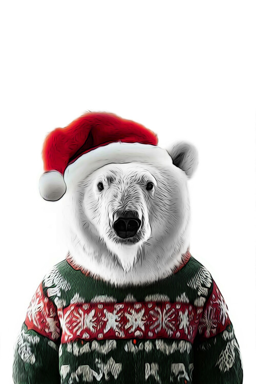 Ilustracja polar bear with christmas clothes