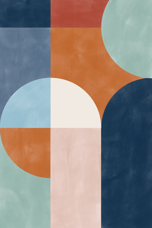 Illustration Blue & Rust Geometric Poster No.6