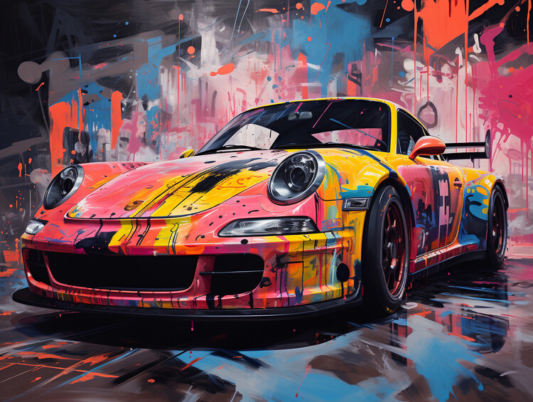 Art Poster Porsche 911 Car in Sunset