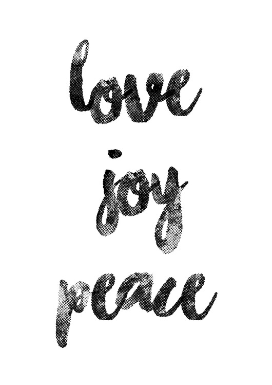 илюстрация Love, Joy and Peace, positive quote