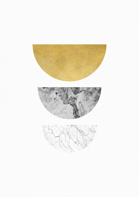 Ilustrace Moon eclispe 03, abstract, minimal, gold