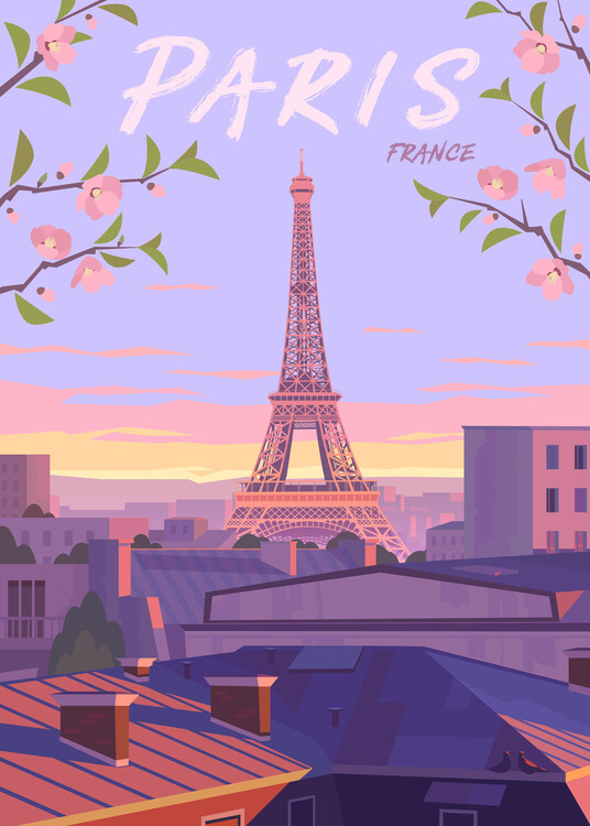 Illustration Paris travel poster
