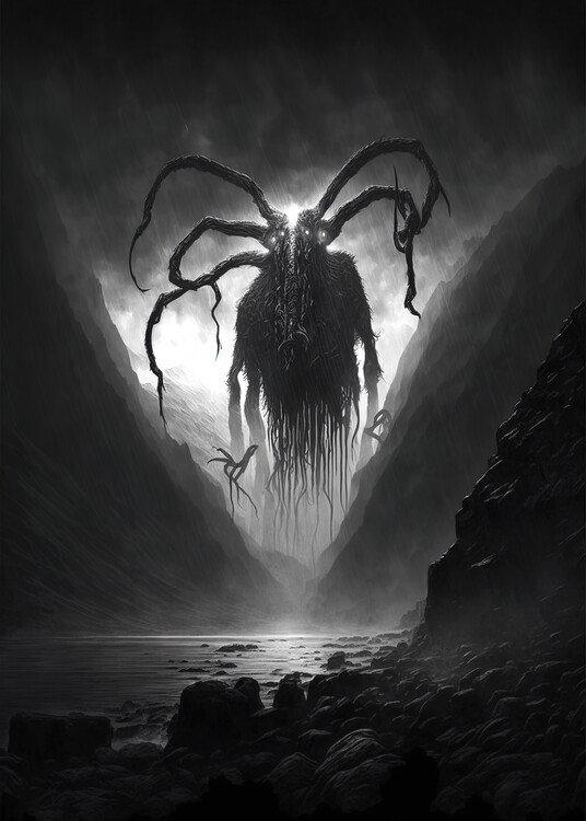Art Poster Cthulhu in dark