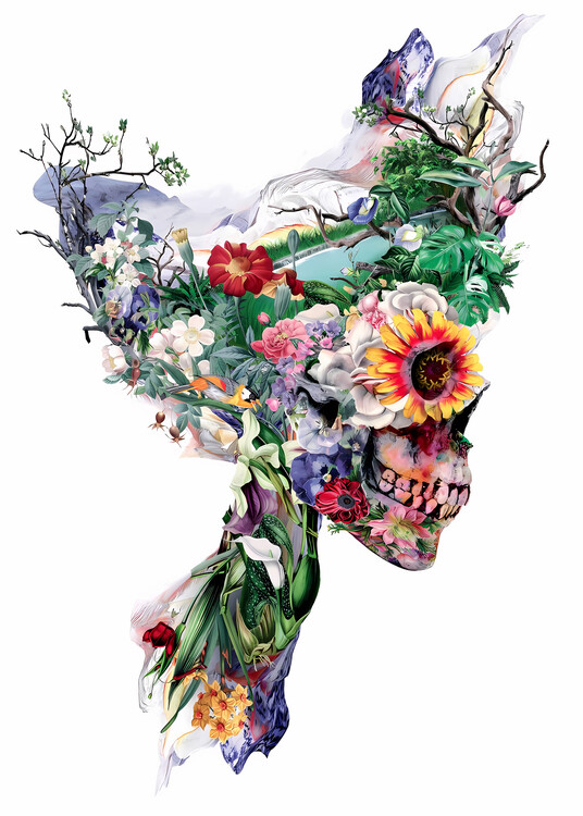 Illustration Abstract Floral Skull