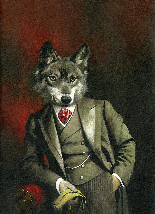 Ilustração Victorian Mr Wolf Painting