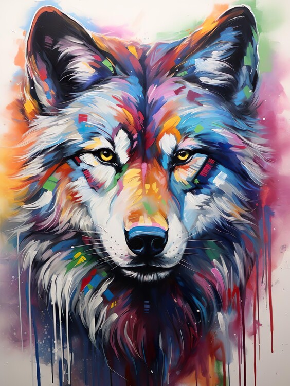 Poster - Wolf - Quadro Cornice Arte Stampa Grafica Animali Lupo Bianco Nero