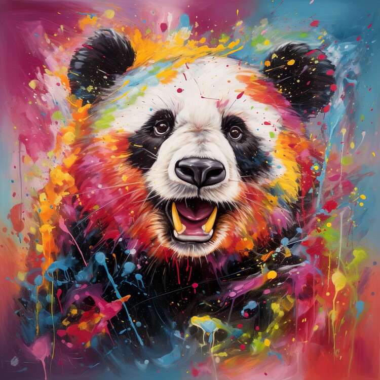 Wall Art Print, Panda playing drums