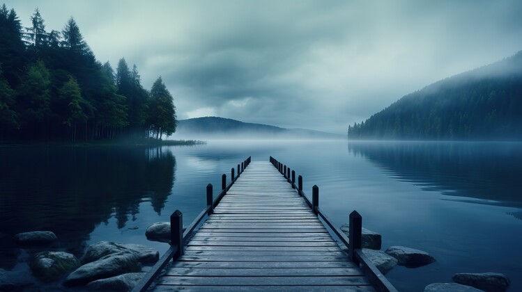 Photographie artistique A dock in the middle of a lake