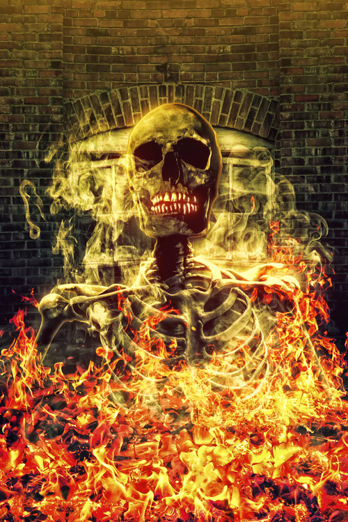 Illustration Skull On Fire