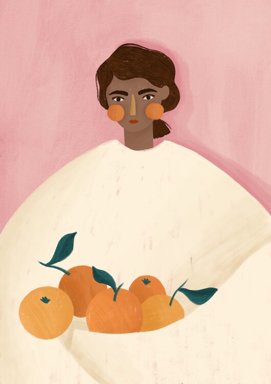 Ilustrace The Woman With the Oranges, Bea Muller, (30 x 40 cm)