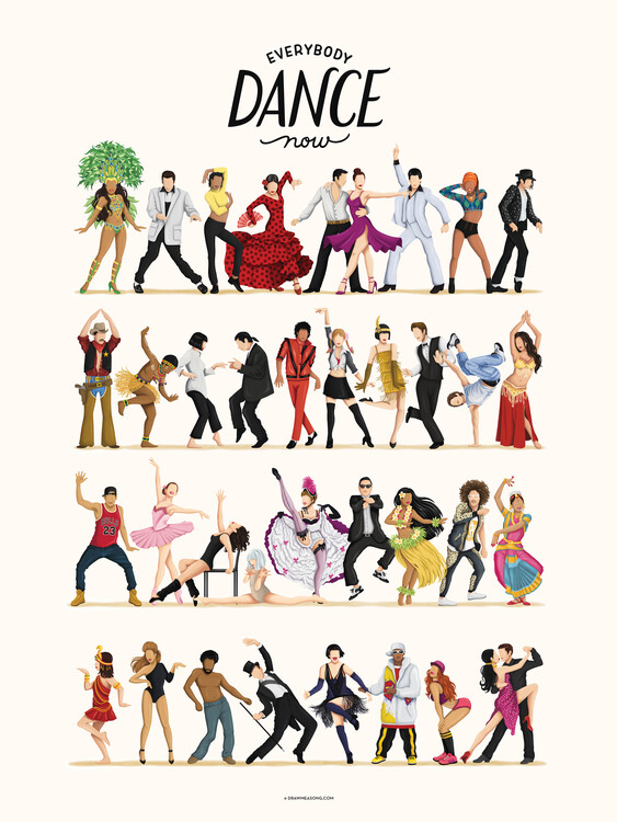 Ilustrace Everybody Dance Now, Nour Tohme, 30x40 cm