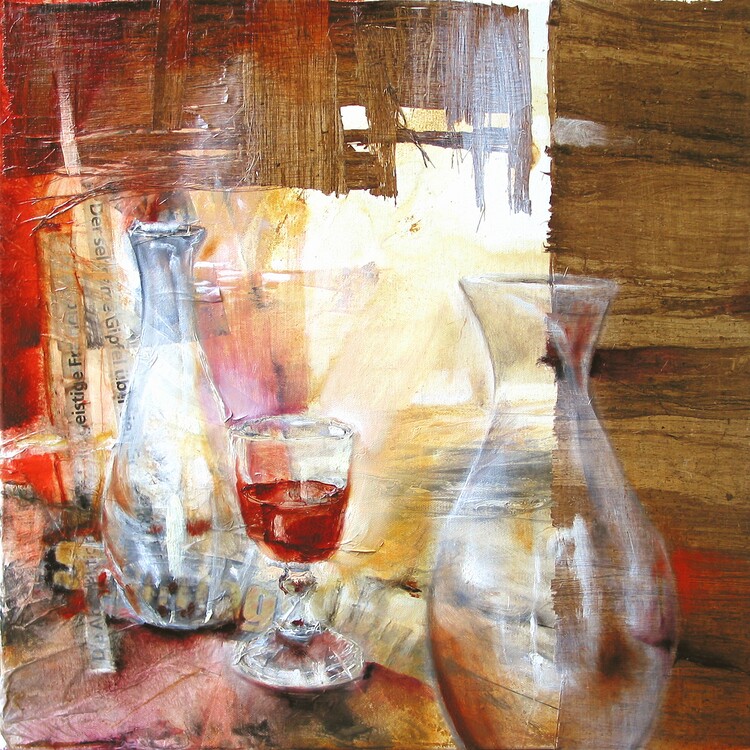 Ilustrácia Still life with red wine