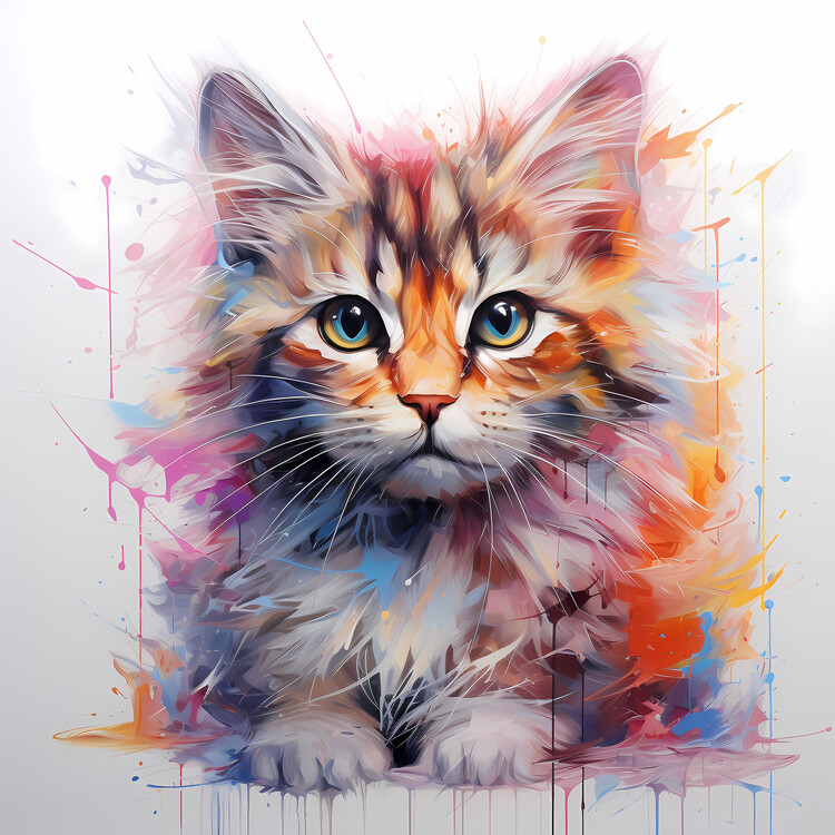 Illustration Colorful pinkish Cat