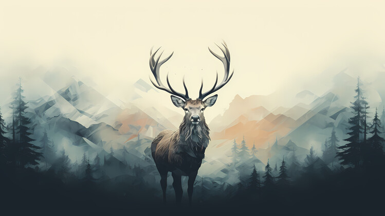 Illustration Deer Ink Art