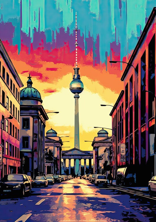 Ilustrace Berlin Poster Pop Art Kunstdruck