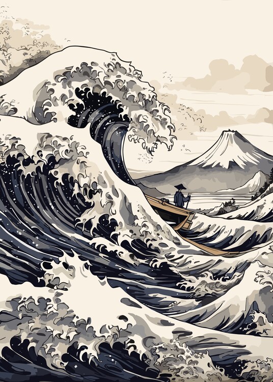 Illusztráció Vintage Wave off Kanagawa
