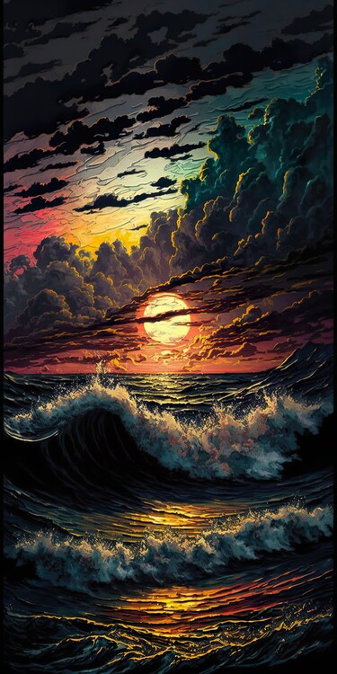 Art Poster Sunset Waves