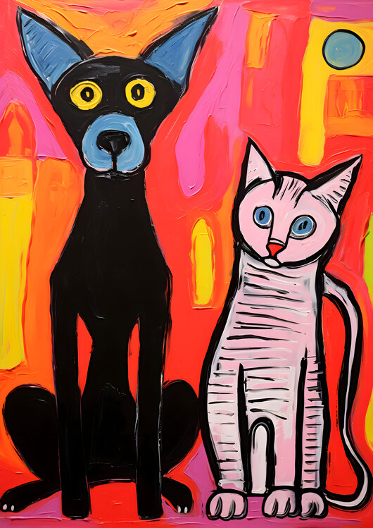 Ilustrace Naїve Style Matisse House Pets Wall Art