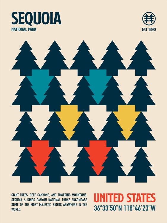 Illustration Sequoia National Park Travel Poster