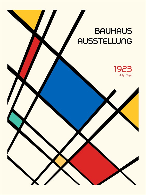 Ilustrace Bauhaus Geometric Design Retro, Retrodrome, 30x40 cm