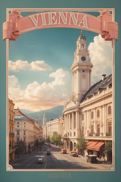 Obraz na plátně Imperial Elegance: Vintage Travel Poster of Vienna
