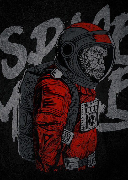 Ilustracija Monkey Astronaut