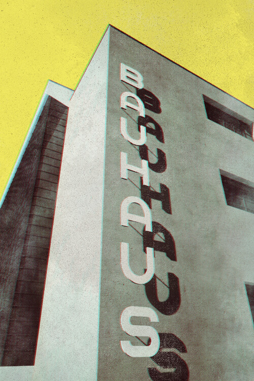 Ilustrace Bauhaus architecture poster old magazine style VI