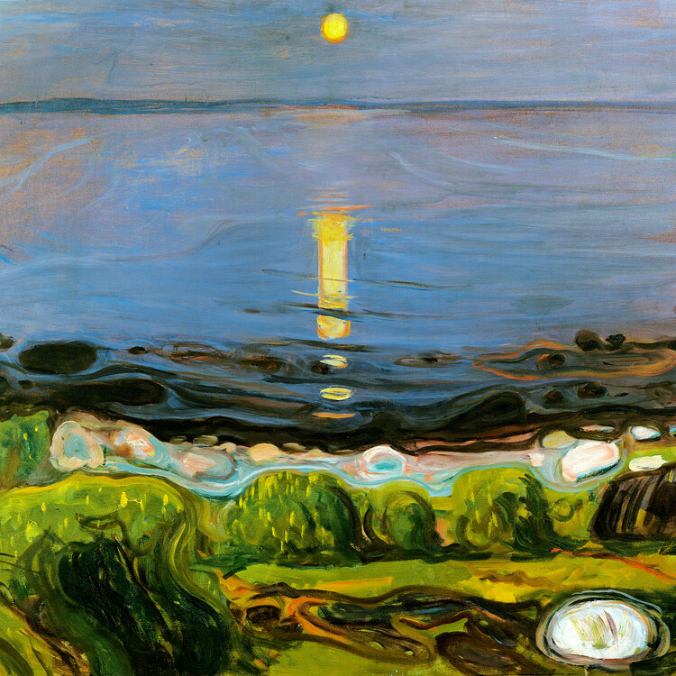 Ilustrace Summer Night by the Beach (Evening Landscape) - Edvard Munch, 40 × 40 cm