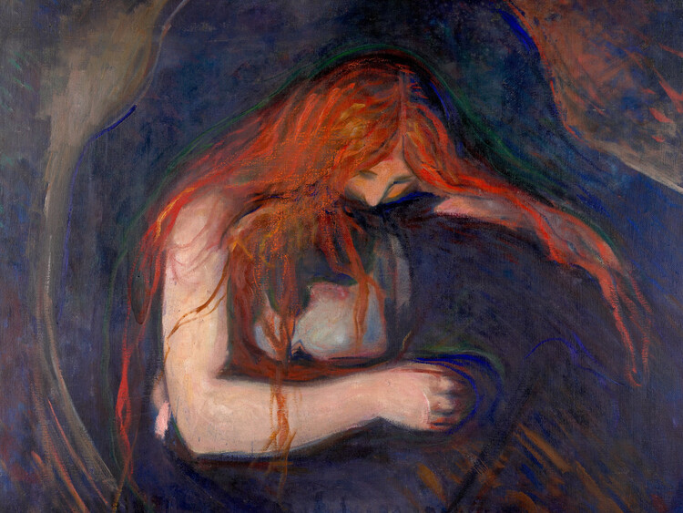 Ilustrace Love & Pain, The Vampire (2nd Version) - Edvard Munch, 40 × 30 cm