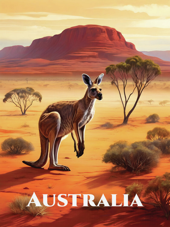 Ilustrácia Australia Outback Kangaroo