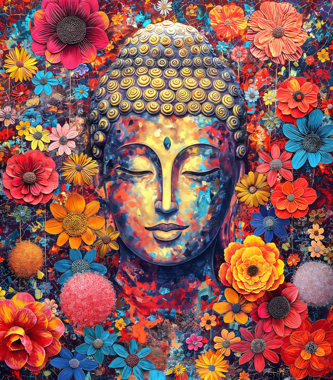 Εικονογράφηση Stunning beautiful vivid painting of Buddha Religious Art