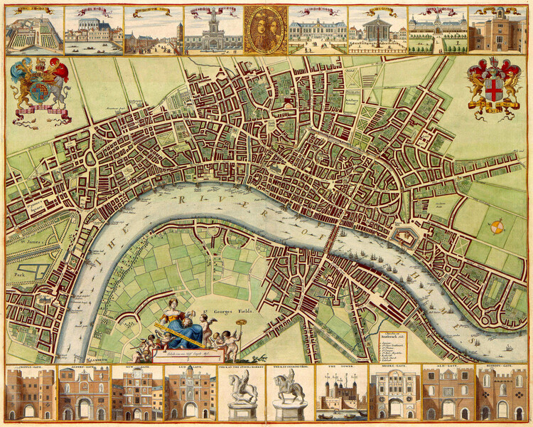 Mapa 17th century map of London (W Hollar)