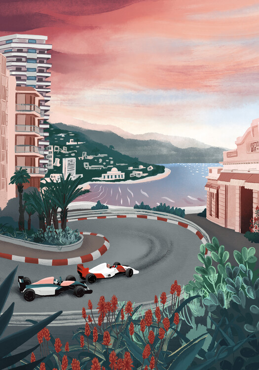 Ilustrace Monaco Circuit, Goed Blauw, 26.7x40 cm